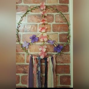 Handmade Peace Sign Woodland WallDecor flowerNursery Hippie Boho Kids GirlsPurpl